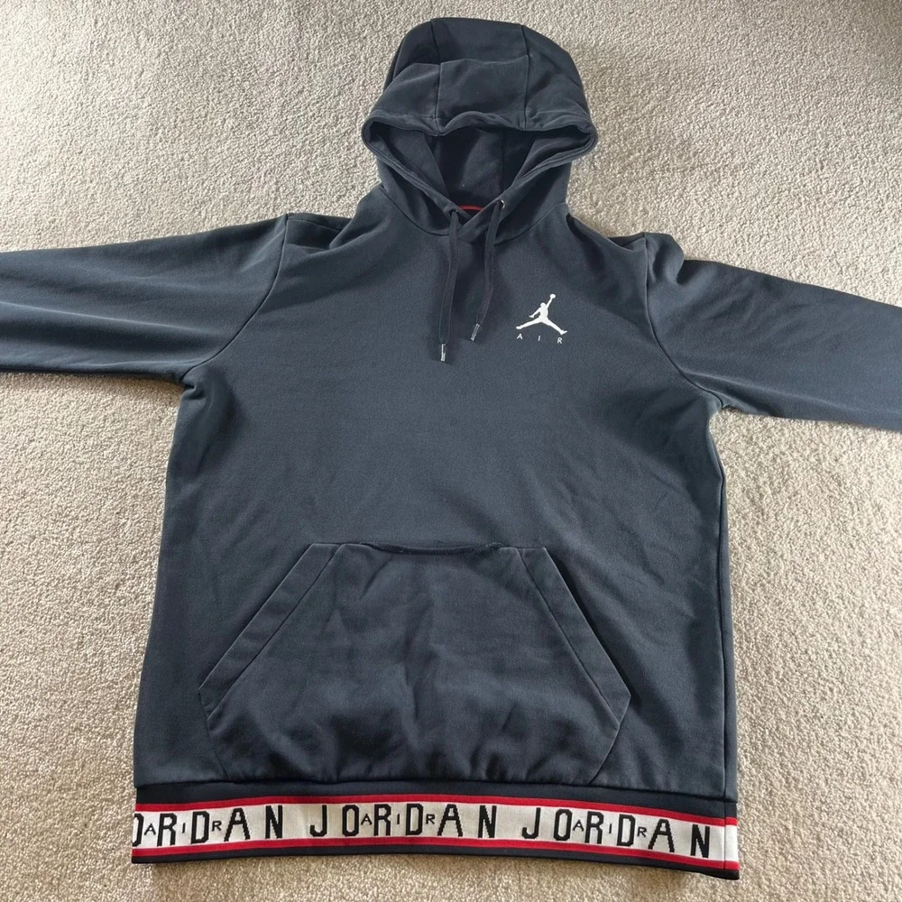 Jordan Hoodie Mens‎ Large Black Jumpman Air Pullover AR2252-010 Excellent Logo